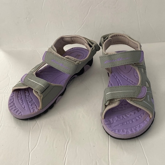 Eddie Bauer Laura River Sandal Hook And Loop Closure Gray and Lavender - Picture 2 of 7